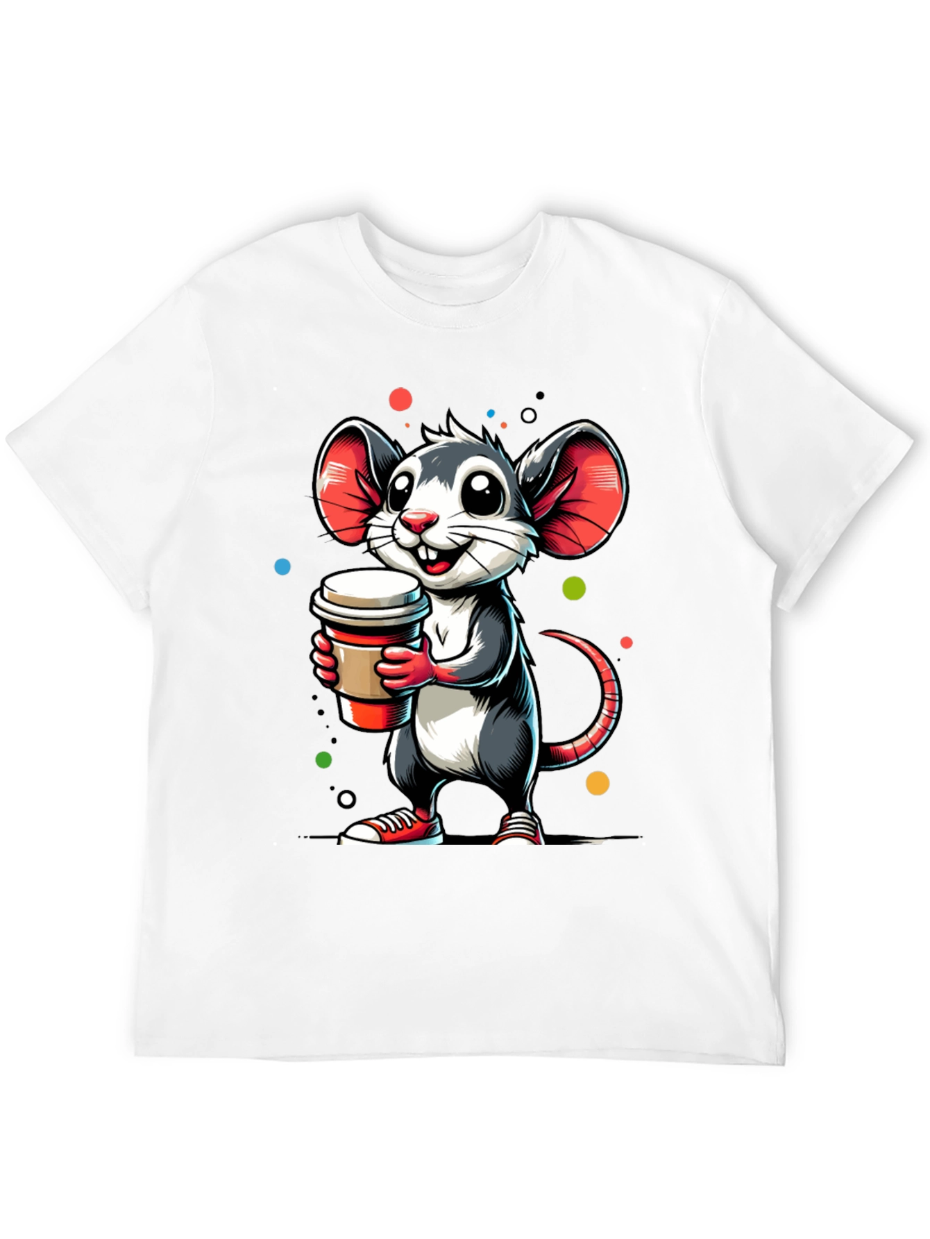 Coffee Mouse Graphic Tee - Cute Cartoon Design