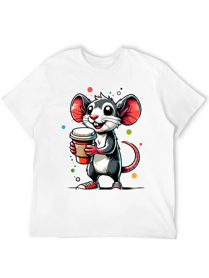 Coffee Mouse Graphic Tee - Cute Cartoon Design