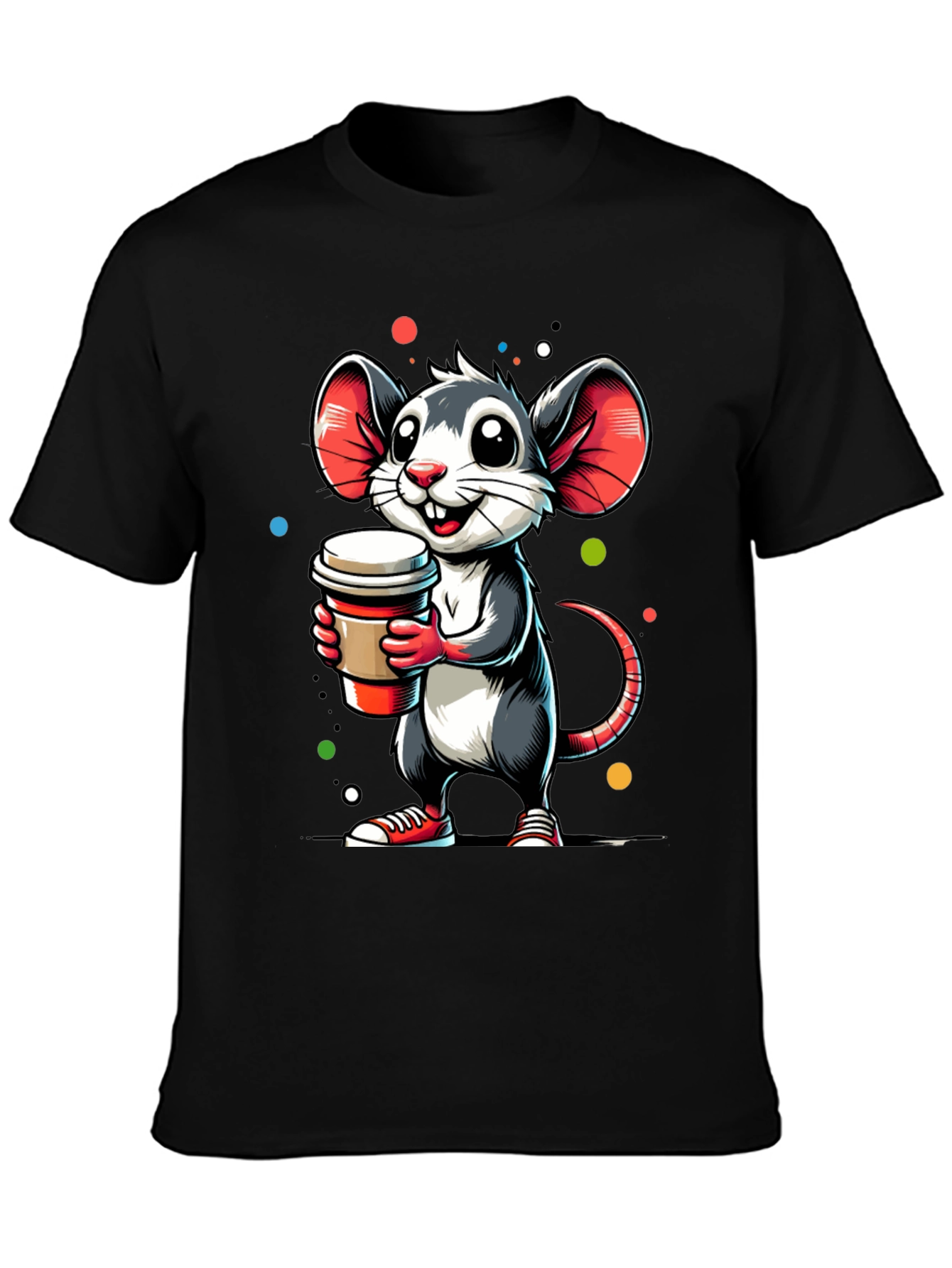 Coffee Mouse Graphic Tee - Cute Cartoon Design