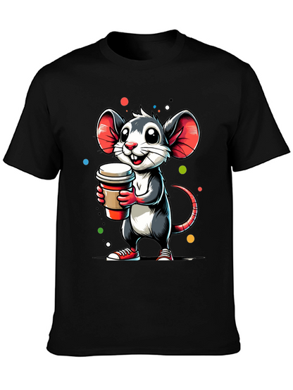 Coffee Mouse Graphic Tee - Cute Cartoon Design