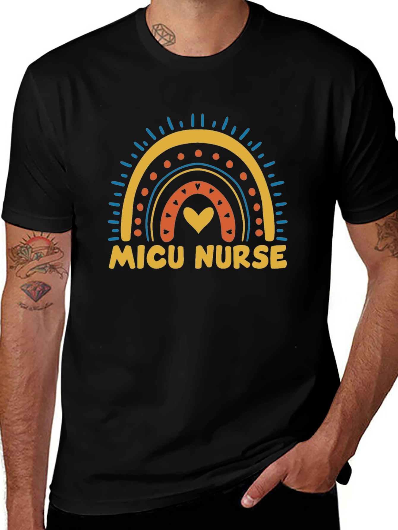 MICU Nurse Rainbow Heart T-Shirt