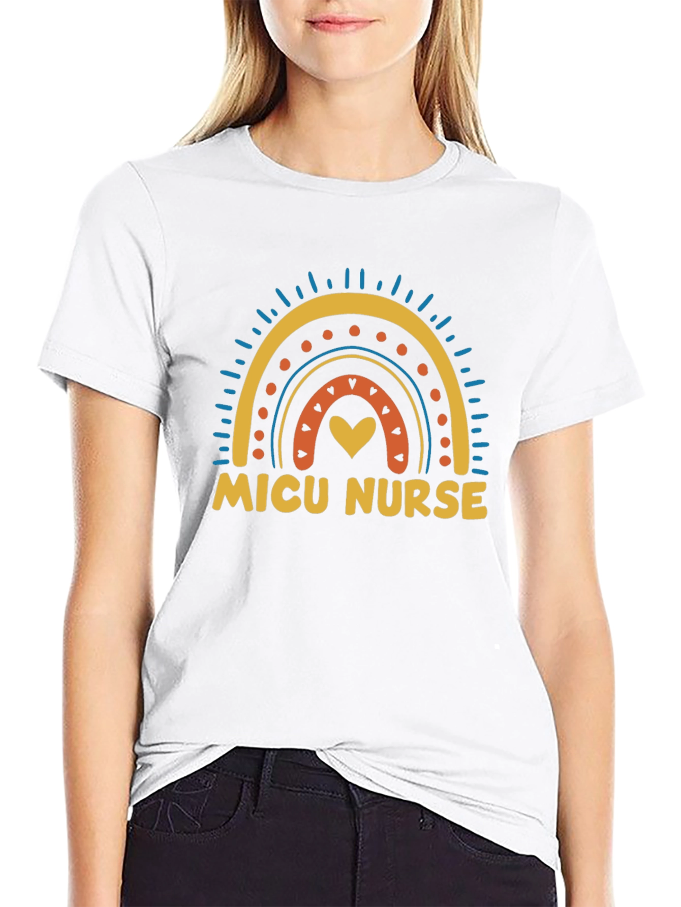 MICU Nurse Rainbow Heart T-Shirt