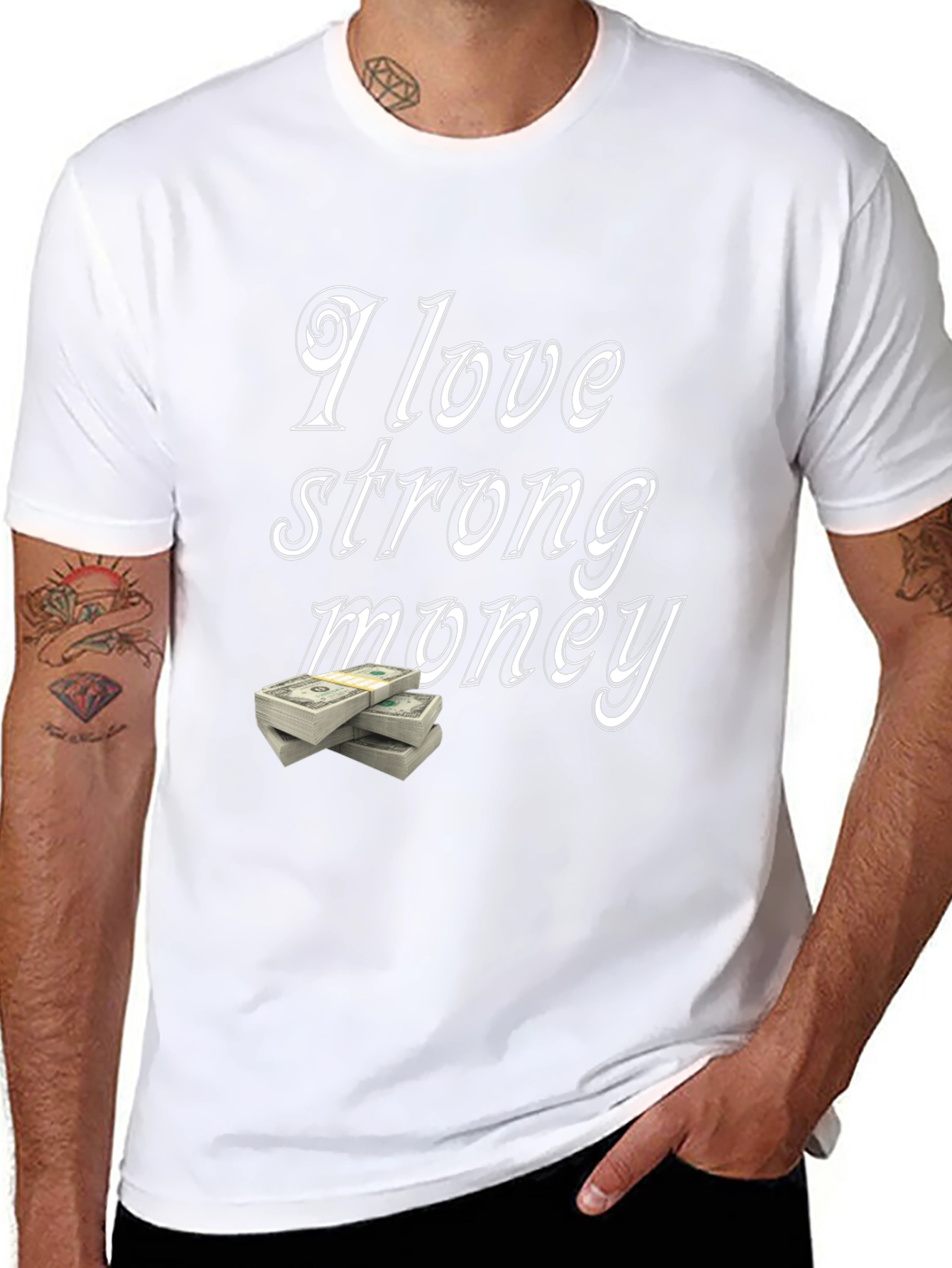 I Love Strong Money Graphic T-Shirt - Black