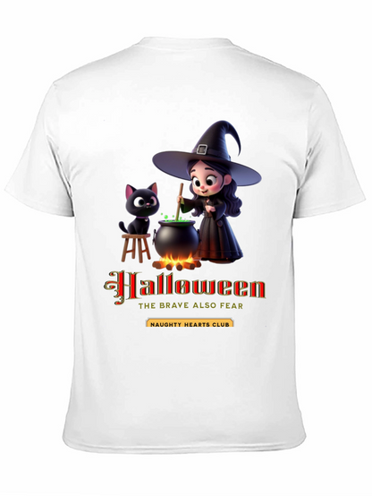 Halloween Witch & Cat Graphic T-Shirt
