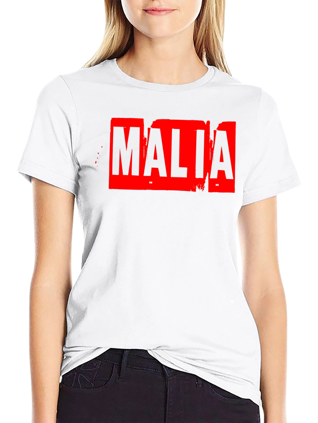Malia Distressed Graphic T-Shirt - Black
