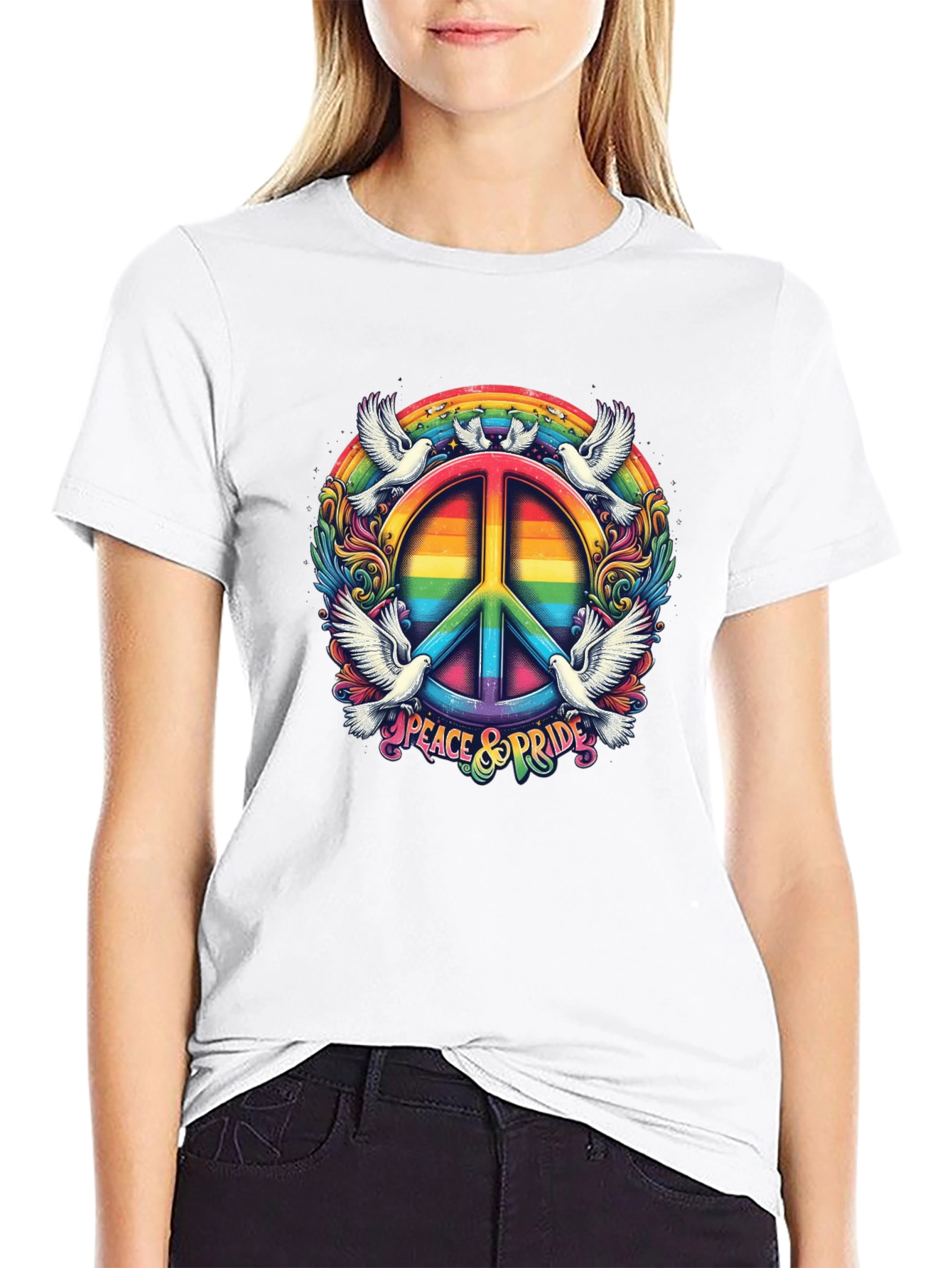 Peace & Pride Rainbow Graphic Tee