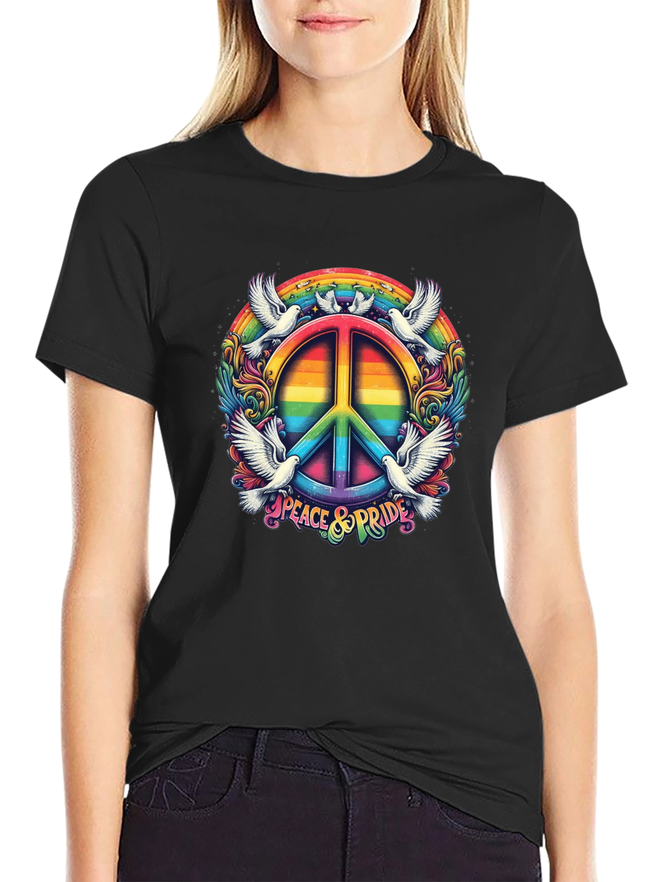 Peace & Pride Rainbow Graphic Tee