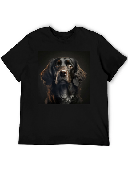Dog Portrait Graphic Tee - Black Cotton T-Shirt