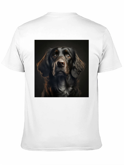 Dog Portrait Graphic Tee - Black Cotton T-Shirt