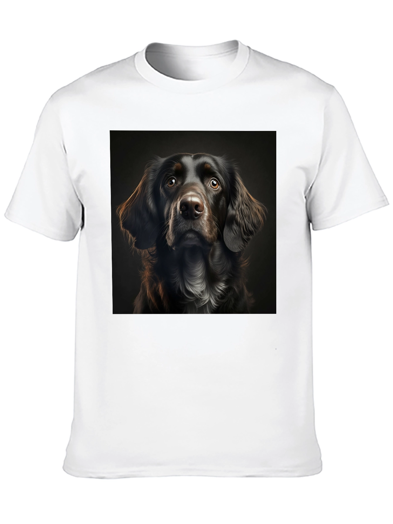 Dog Portrait Graphic Tee - Black Cotton T-Shirt