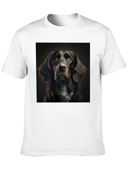 Dog Portrait Graphic Tee - Black Cotton T-Shirt