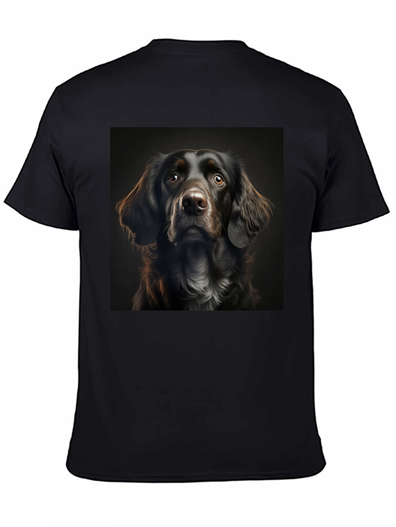 Dog Portrait Graphic Tee - Black Cotton T-Shirt
