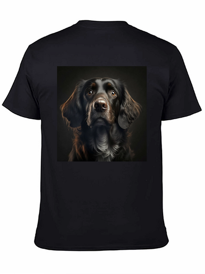 Dog Portrait Graphic Tee - Black Cotton T-Shirt