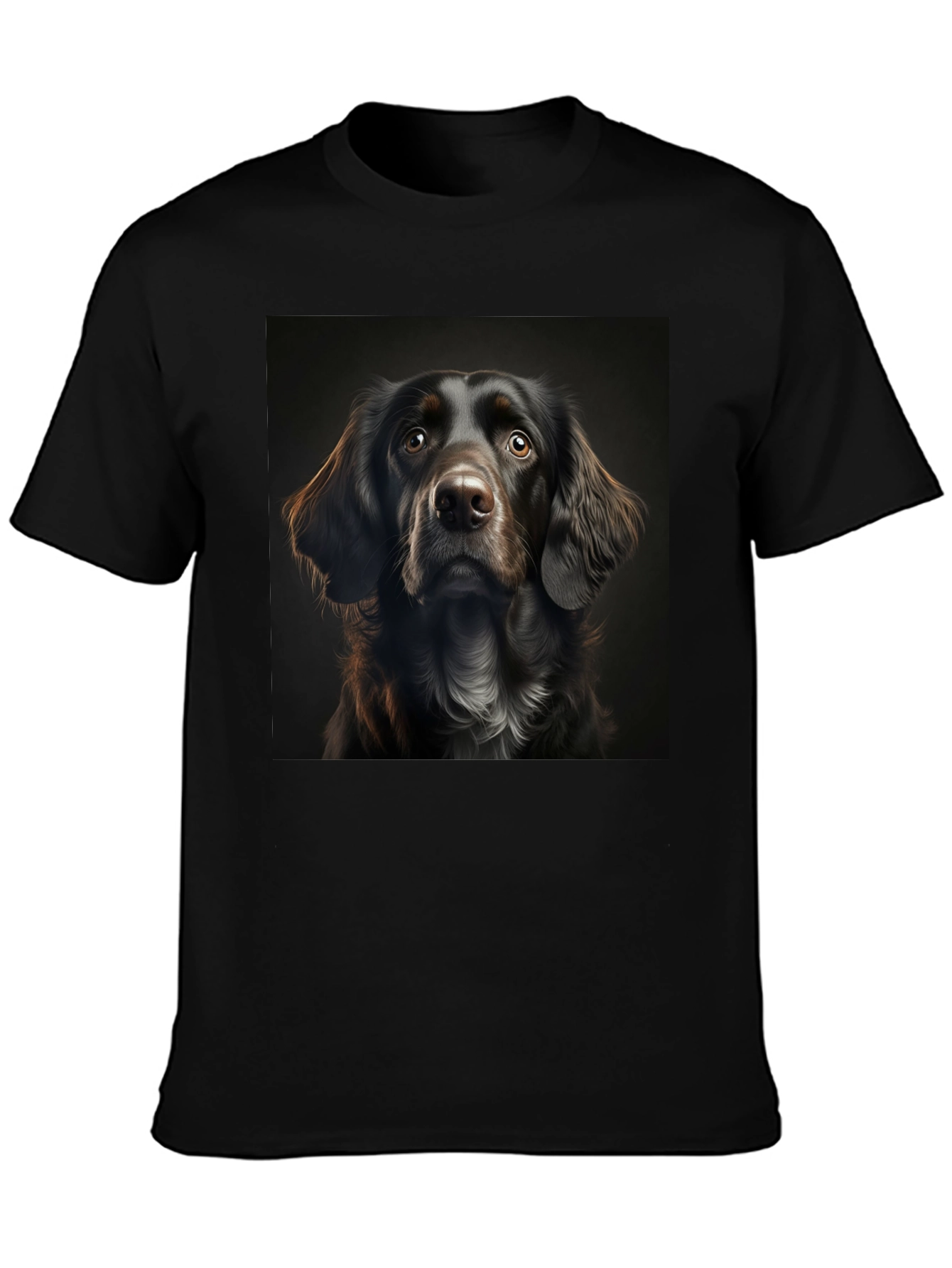 Dog Portrait Graphic Tee - Black Cotton T-Shirt