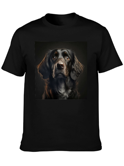Dog Portrait Graphic Tee - Black Cotton T-Shirt