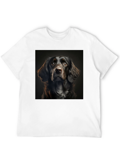 Dog Portrait Graphic Tee - Black Cotton T-Shirt