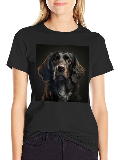 Dog Portrait Graphic Tee - Black Cotton T-Shirt
