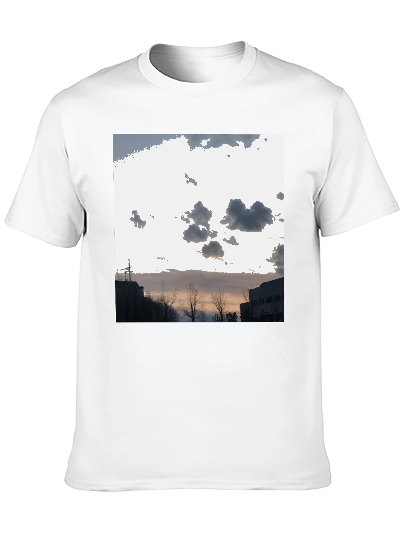 Cloudscape Graphic Tee - Black Cotton Casual T-Shirt