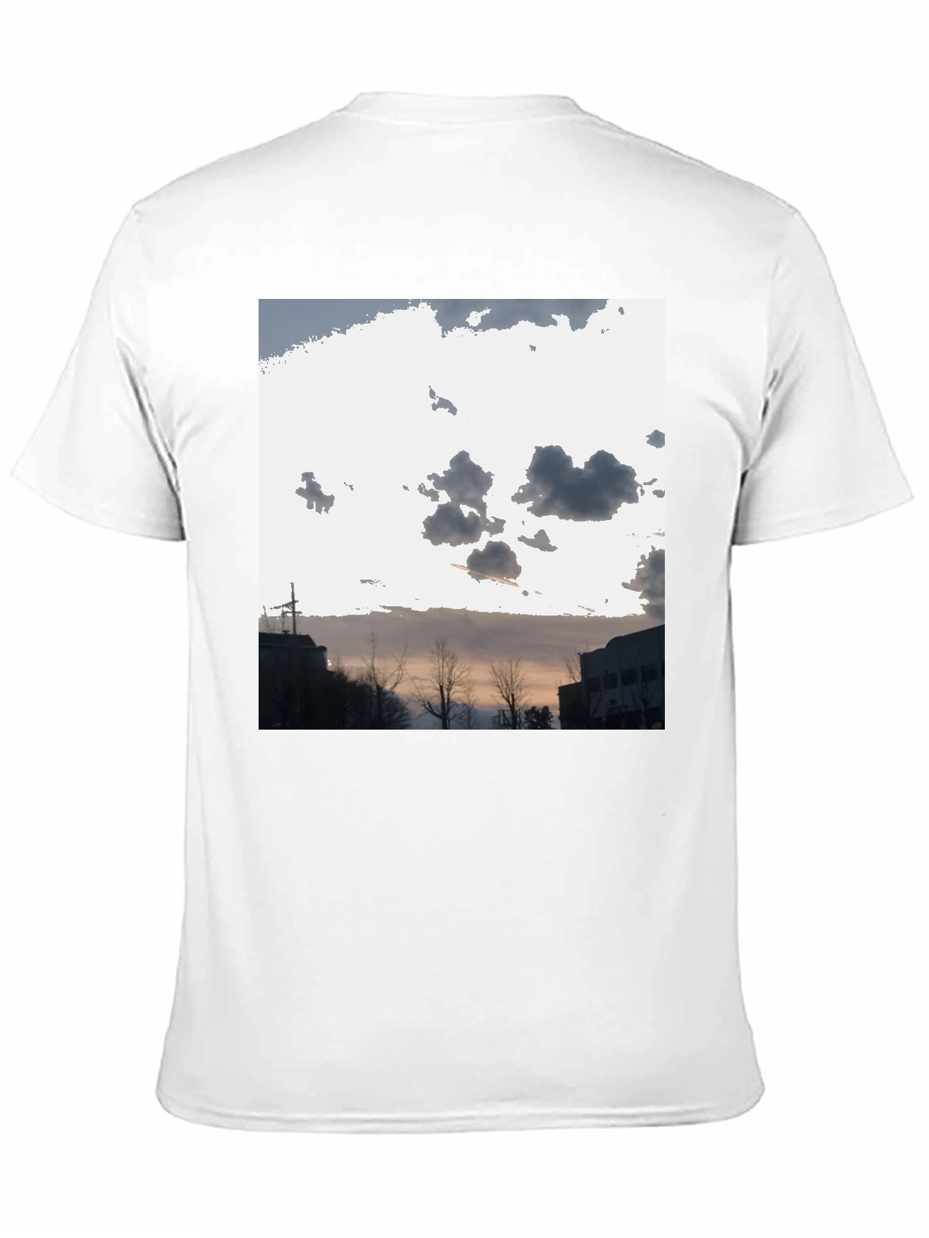 Cloudscape Graphic Tee - Black Cotton Casual T-Shirt