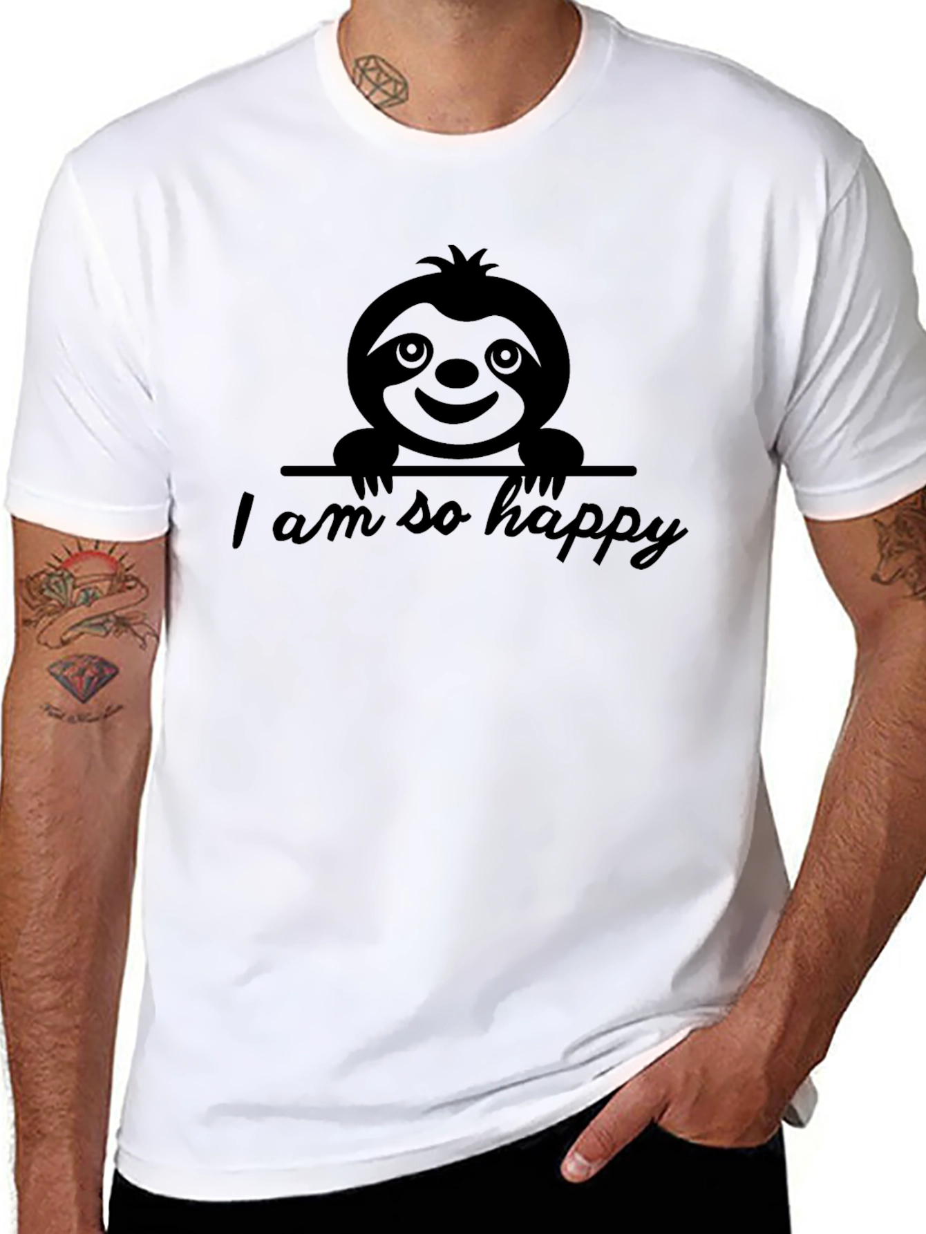 Happy Sloth Graphic Tee - Unisex Cotton T-Shirt