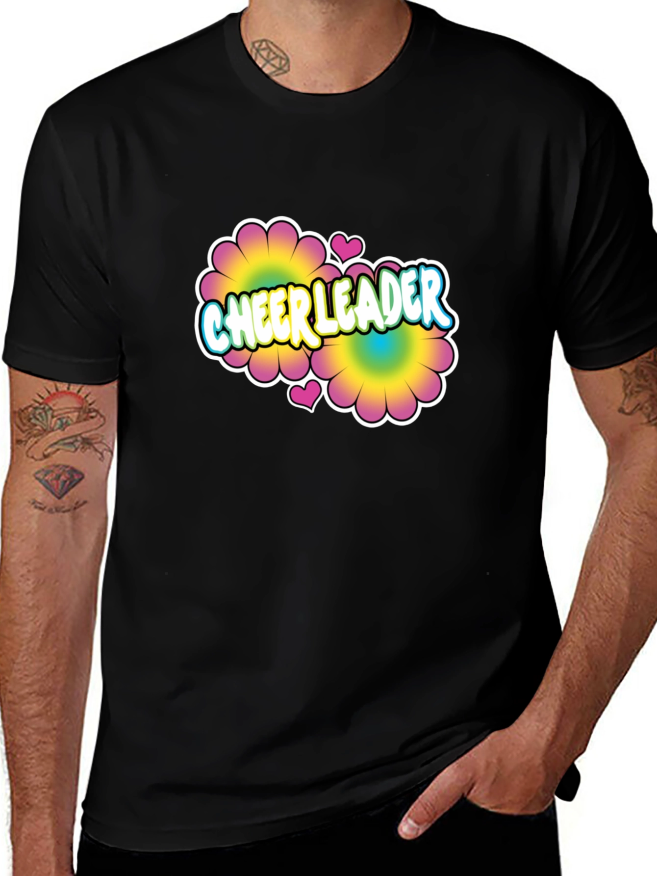 Cheerleader Flower Power Graphic T-Shirt