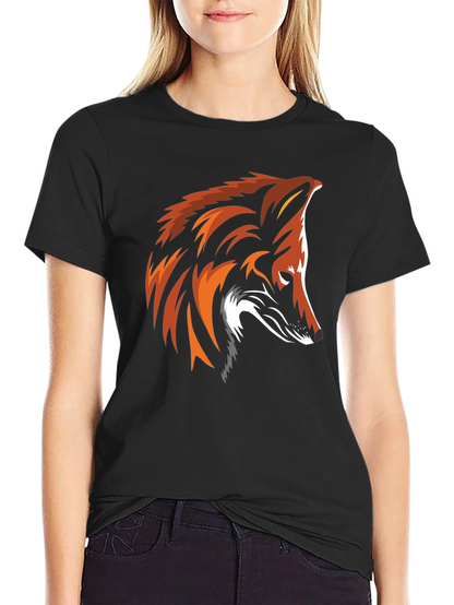 Cool Fox Graphic Print Black T-Shirt