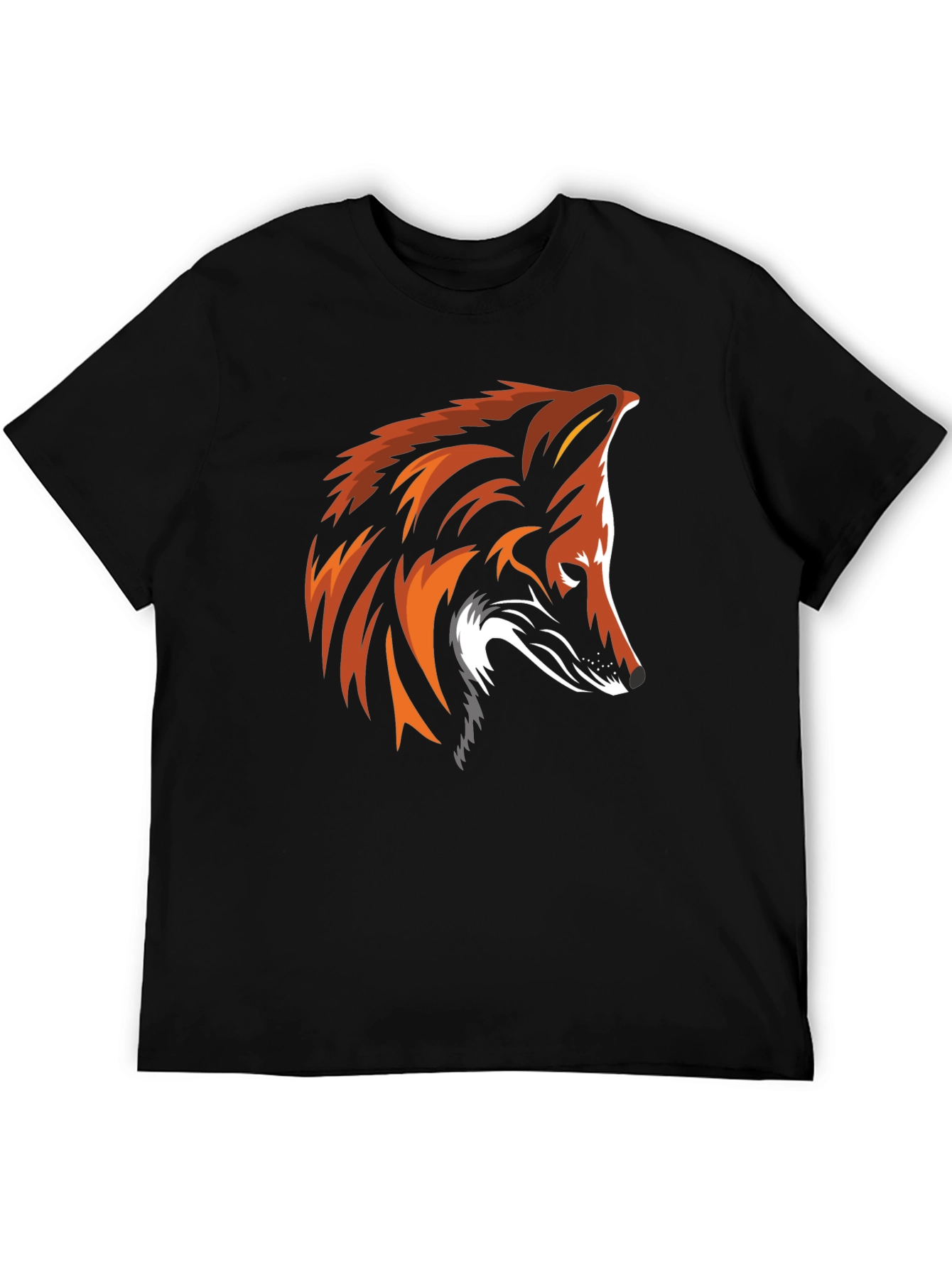 Cool Fox Graphic Print Black T-Shirt