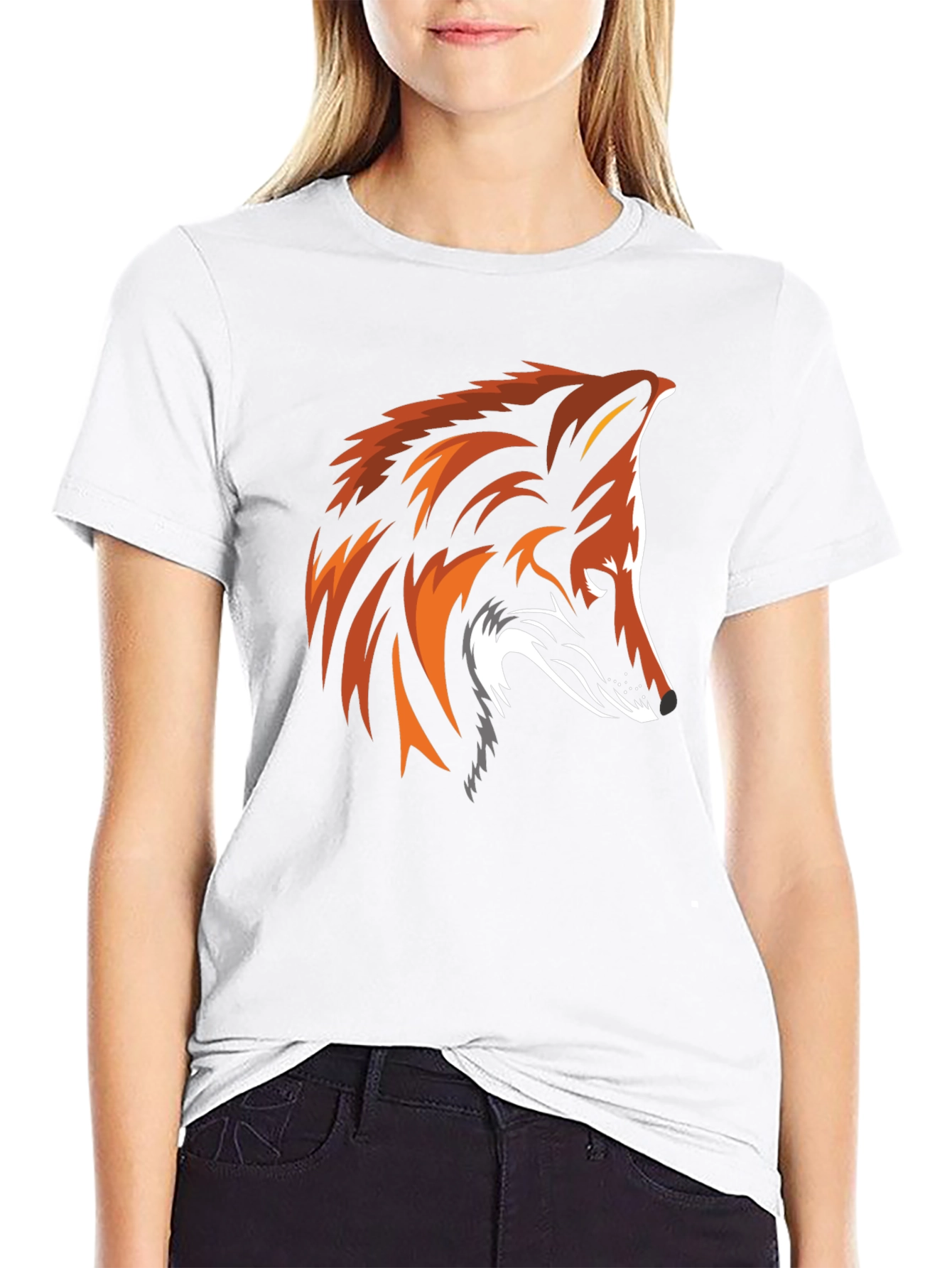 Cool Fox Graphic Print Black T-Shirt