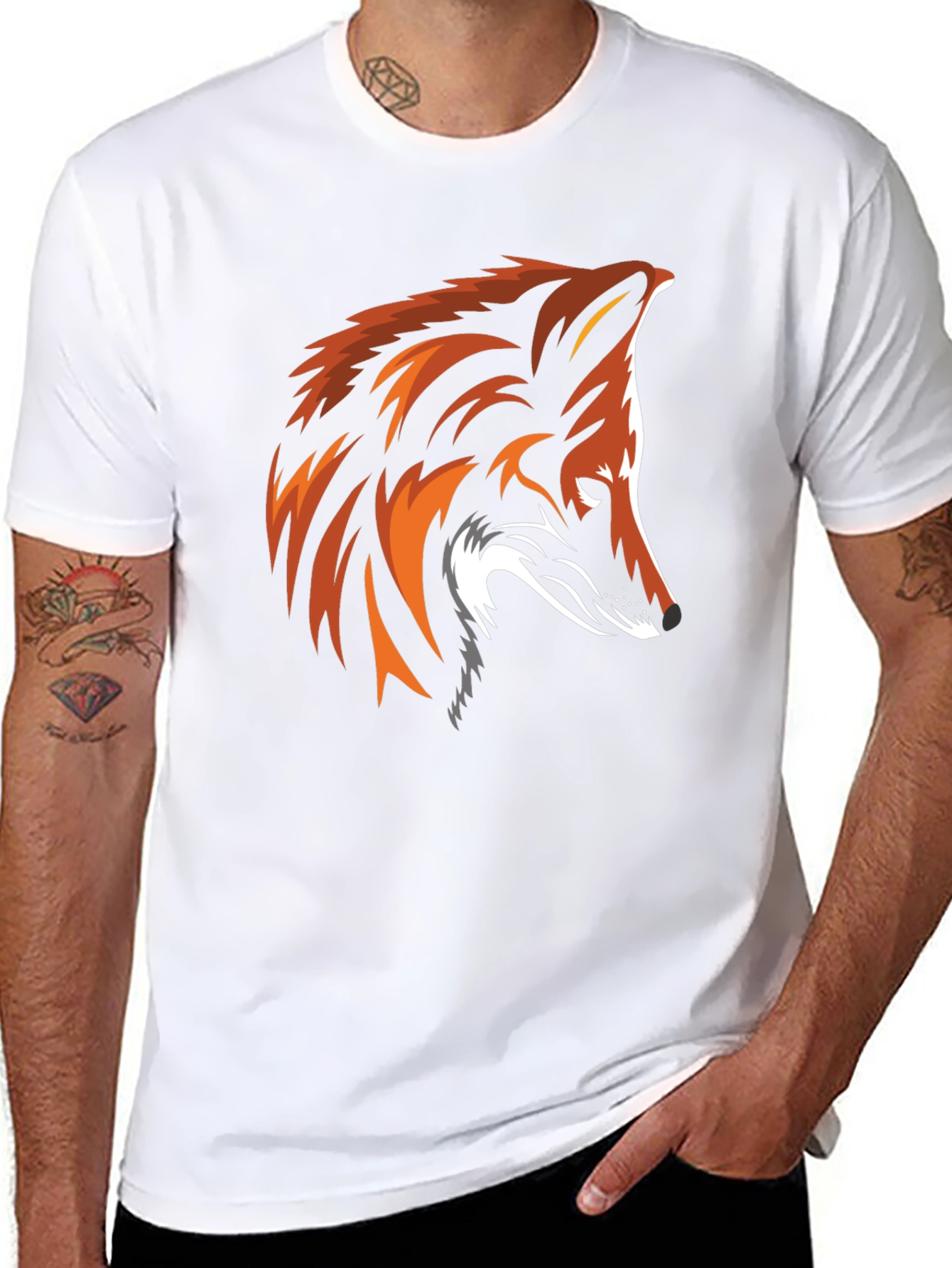 Cool Fox Graphic Print Black T-Shirt