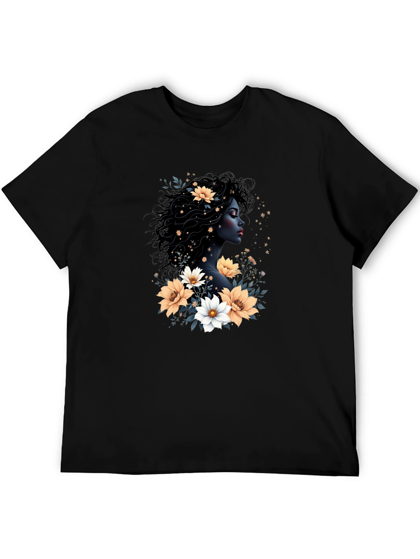 Floral Goddess Black T-Shirt