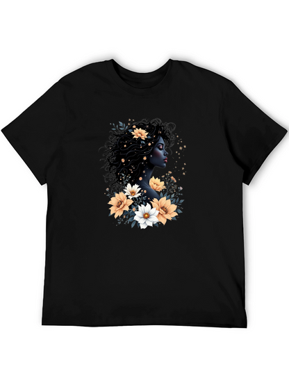 Floral Goddess Black T-Shirt