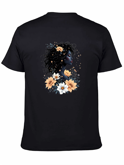 Floral Goddess Black T-Shirt