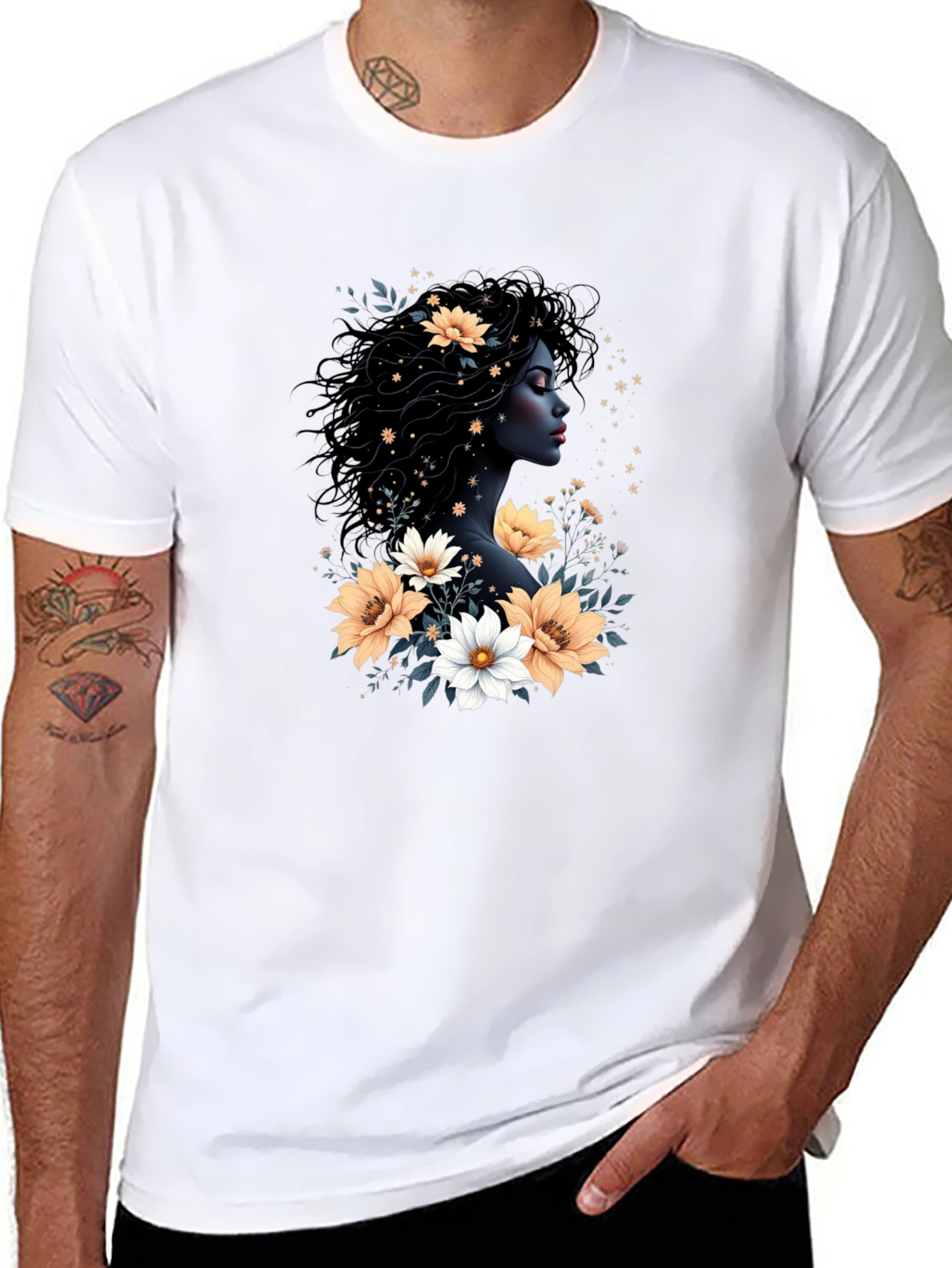 Floral Goddess Black T-Shirt