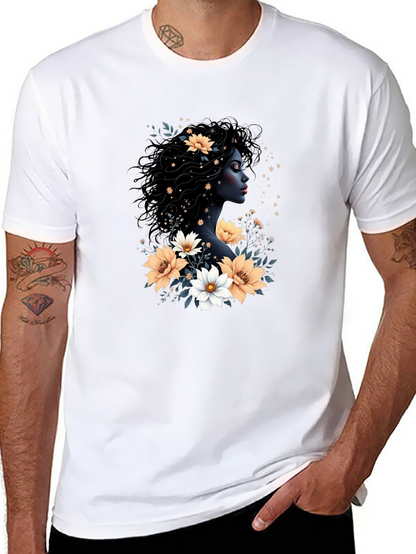 Floral Goddess Black T-Shirt