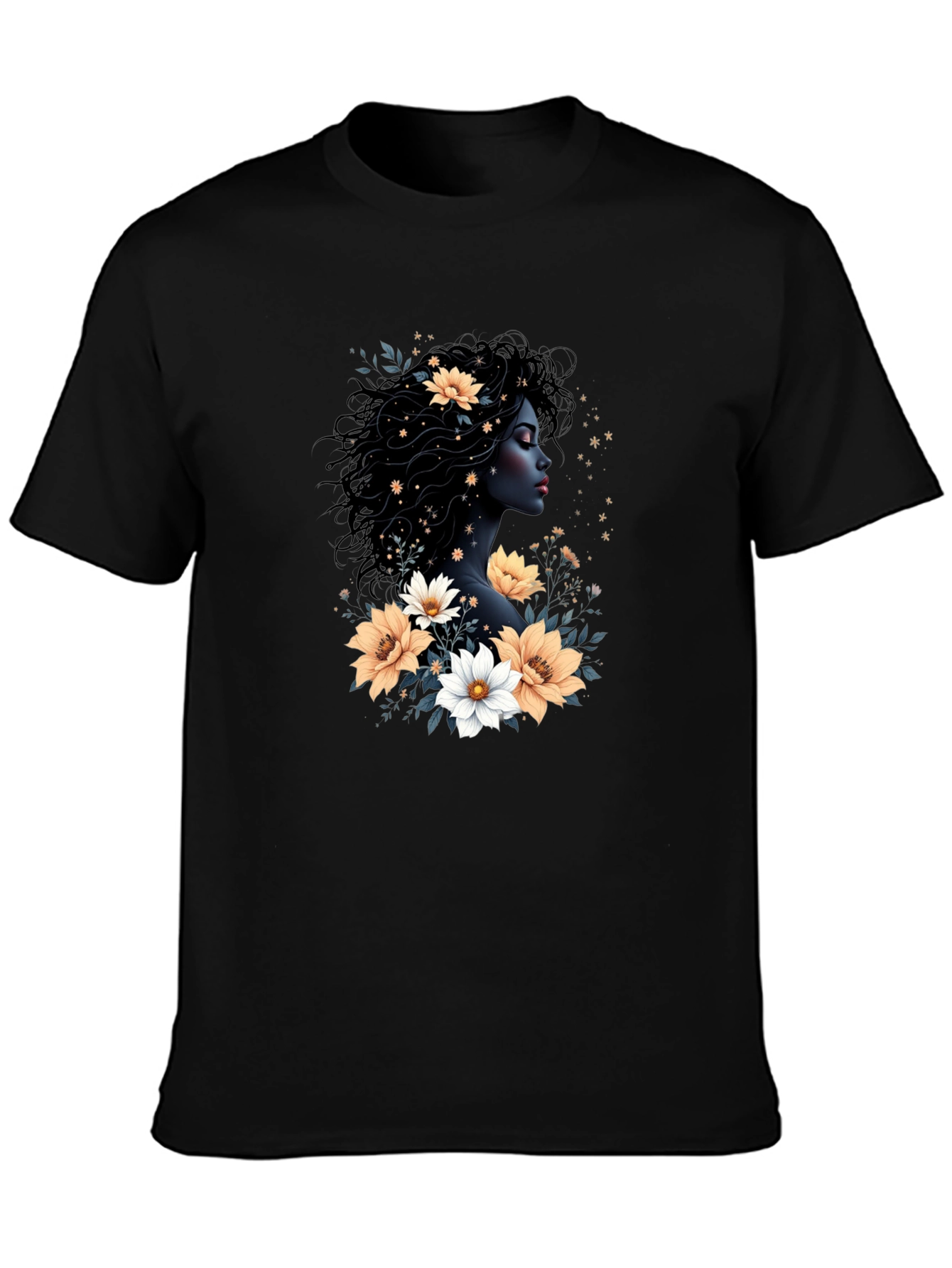 Floral Goddess Black T-Shirt