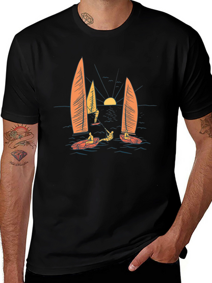 Sailing Graphic Black T-Shirt