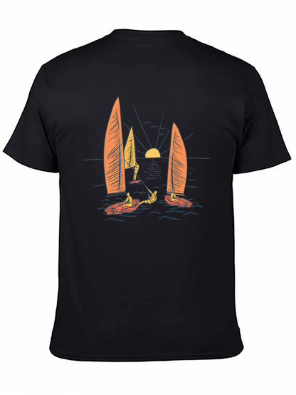 Sailing Graphic Black T-Shirt