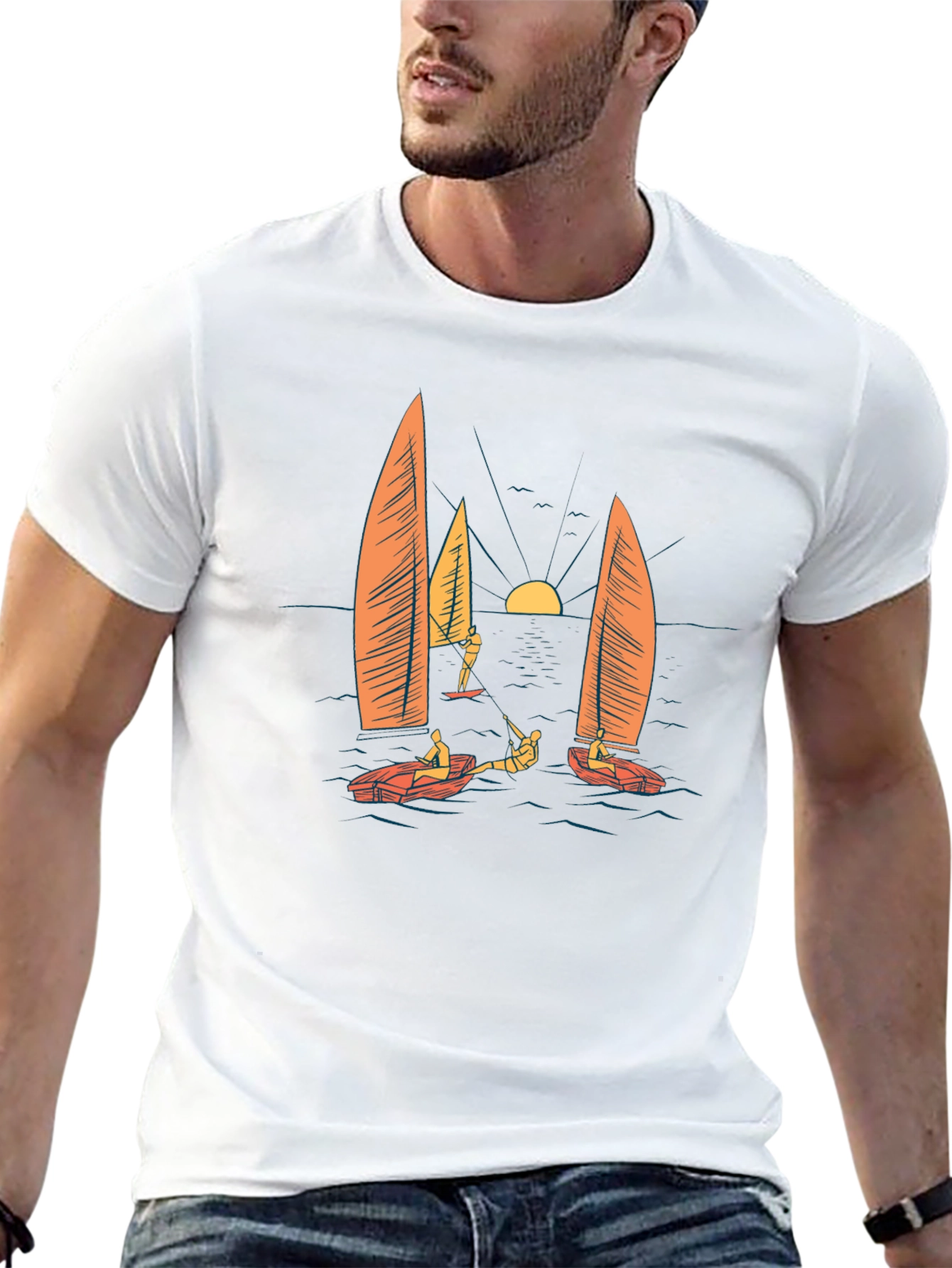 Sailing Graphic Black T-Shirt