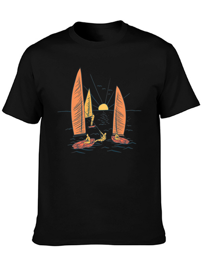 Sailing Graphic Black T-Shirt