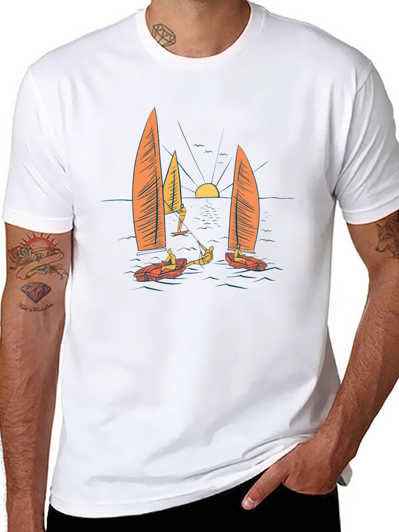 Sailing Graphic Black T-Shirt