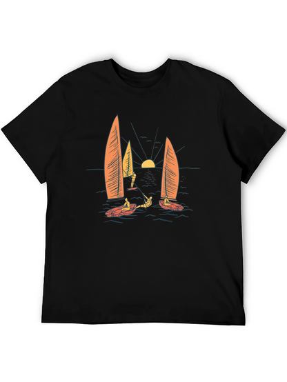 Sailing Graphic Black T-Shirt