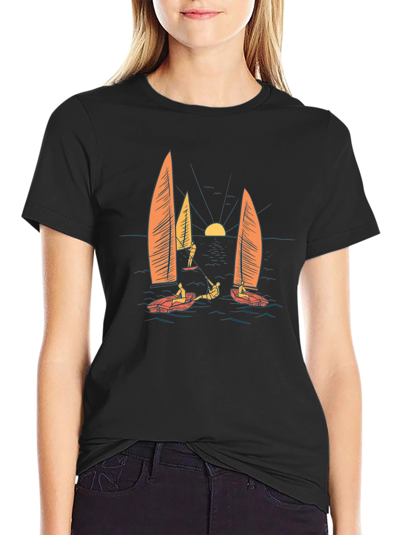Sailing Graphic Black T-Shirt