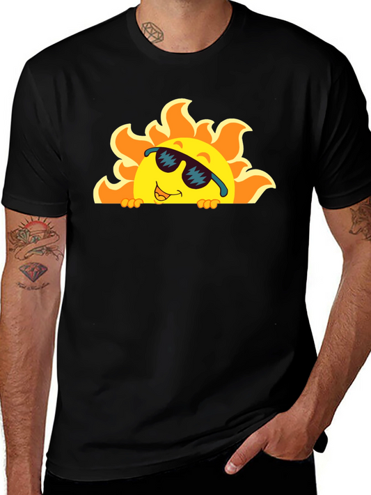 Cool Sun Graphic Tee - Black Cotton T-Shirt