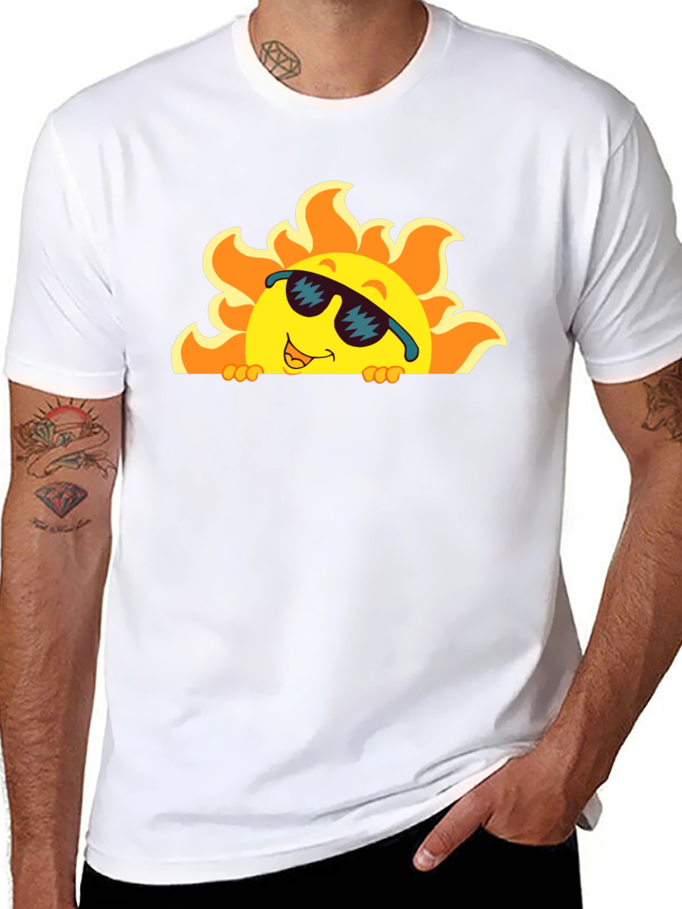 Cool Sun Graphic Tee - Black Cotton T-Shirt