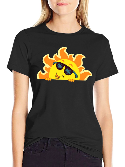 Cool Sun Graphic Tee - Black Cotton T-Shirt