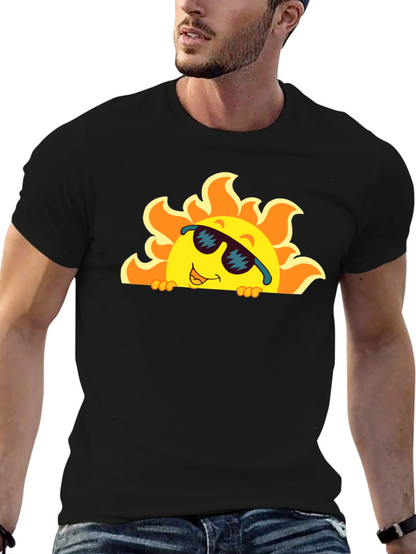 Cool Sun Graphic Tee - Black Cotton T-Shirt