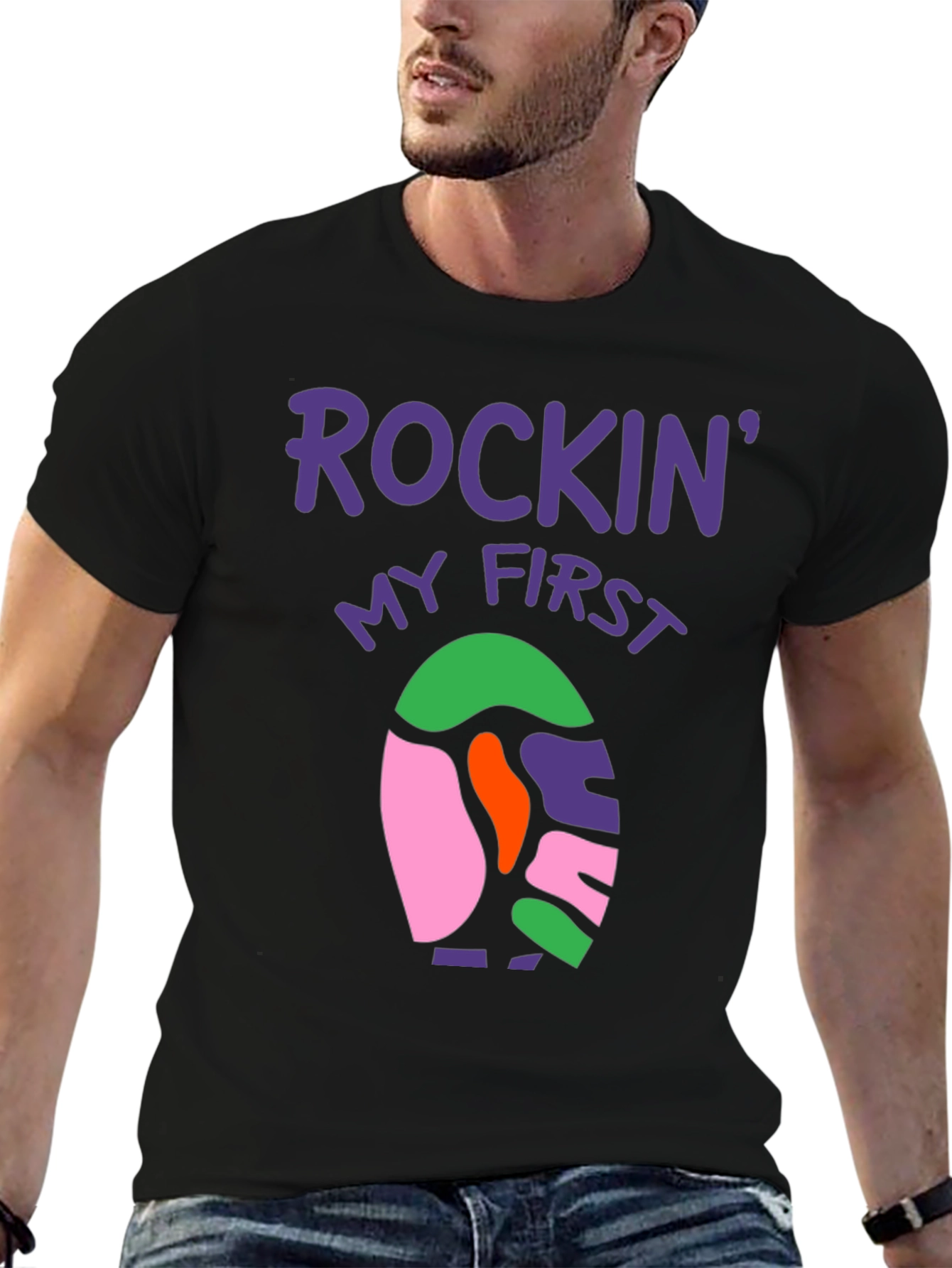 Rockin My First Easter Black T-Shirt