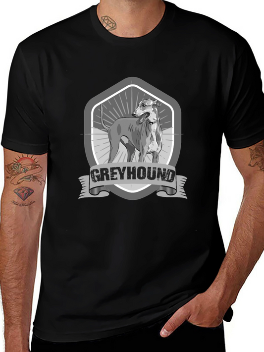 Greyhound Dog Graphic Print Black T-Shirt