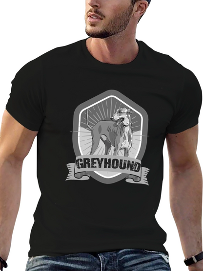 Greyhound Dog Graphic Print Black T-Shirt