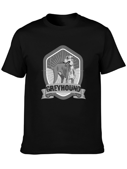 Greyhound Dog Graphic Print Black T-Shirt